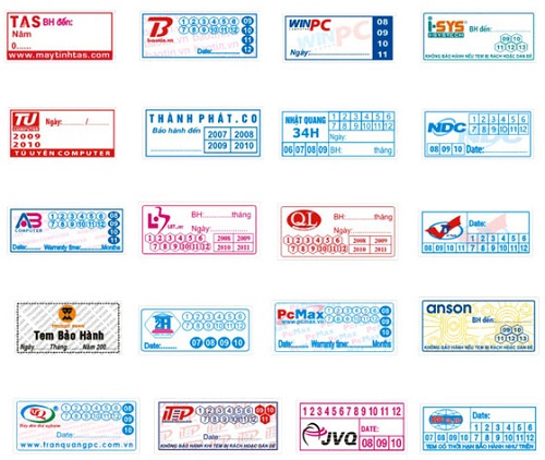 Các mẫu in tem bảo hành sản phẩm của công ty